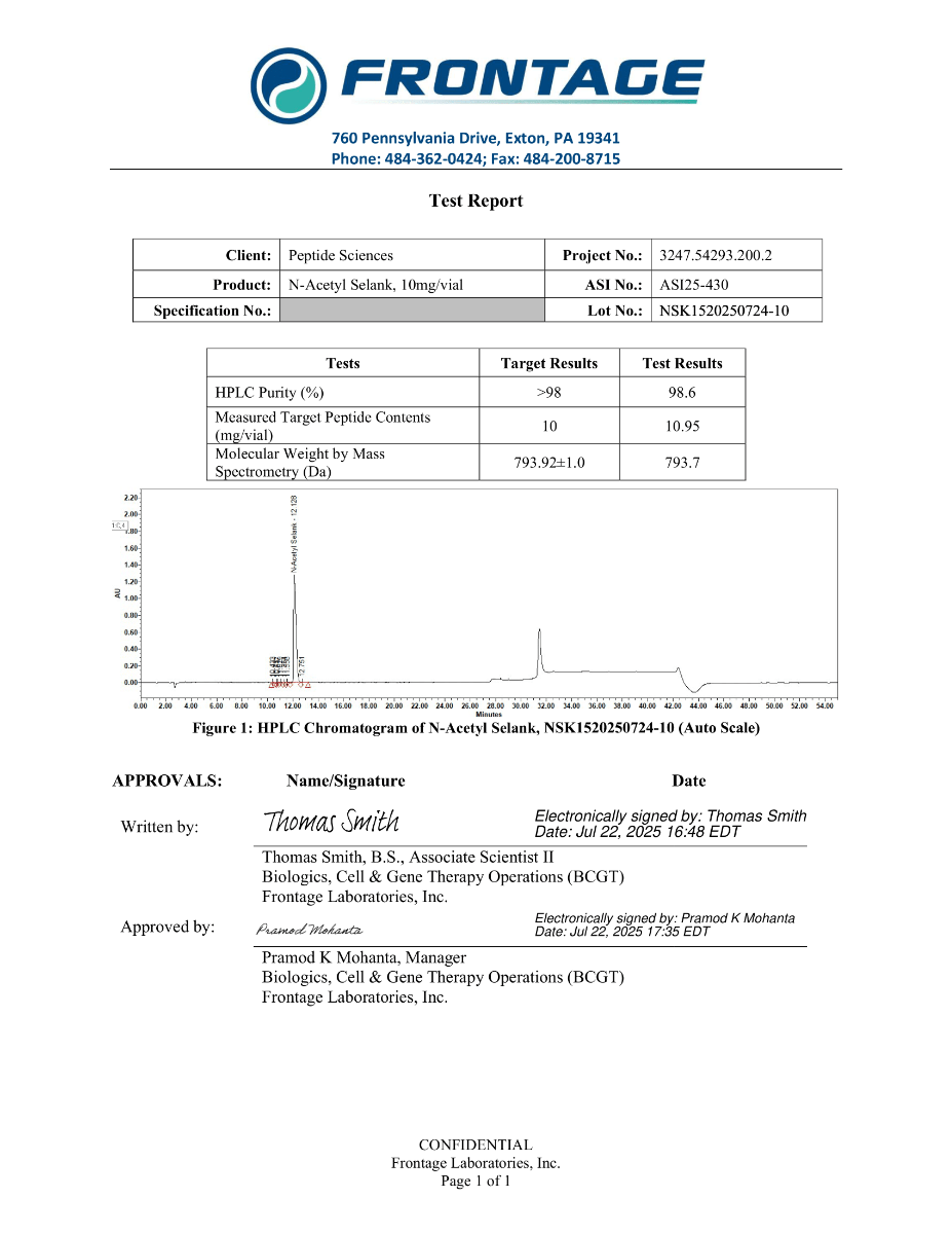 N-Acetyl Selank Amidate 10mg